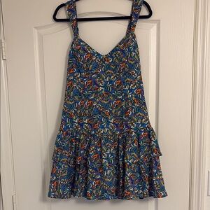City Studio Blue and Orange Sleeveless Sundress
